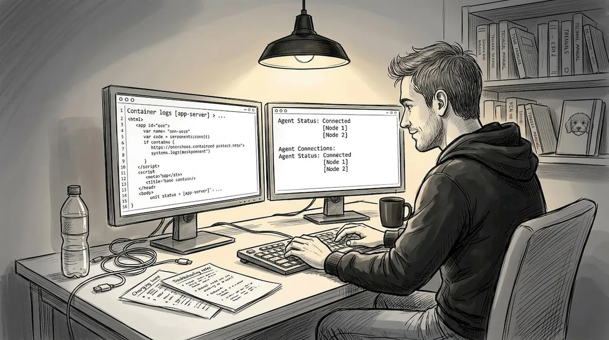 Developer setting up agent network in containers
